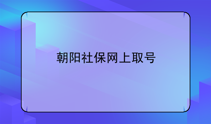 朝阳社保网上取号
