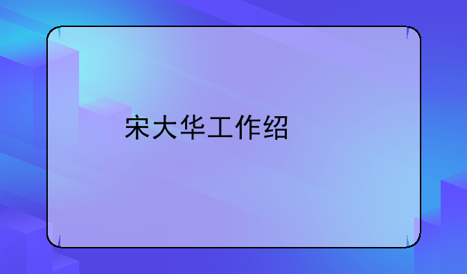 宋大华工作经验