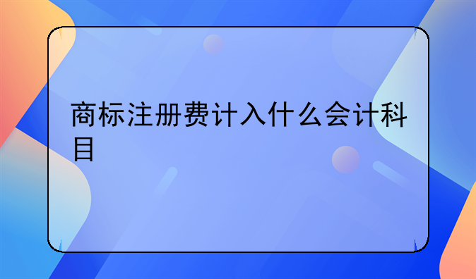 商标注册费计入什么会计科目