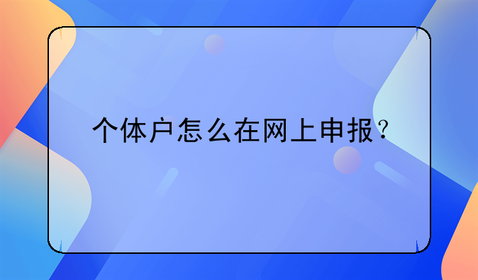 个体户怎么在网上申报？