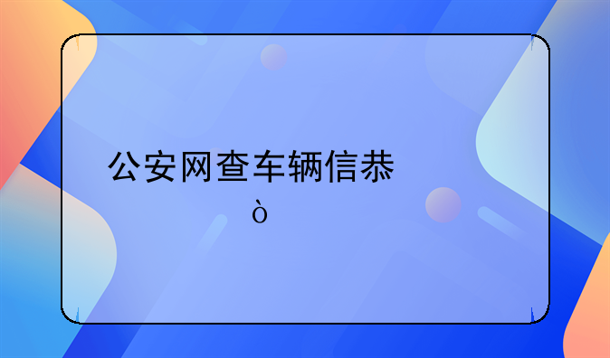 公安网查车辆信息步骤？