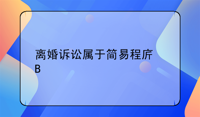 离婚诉讼属于简易程序吗
