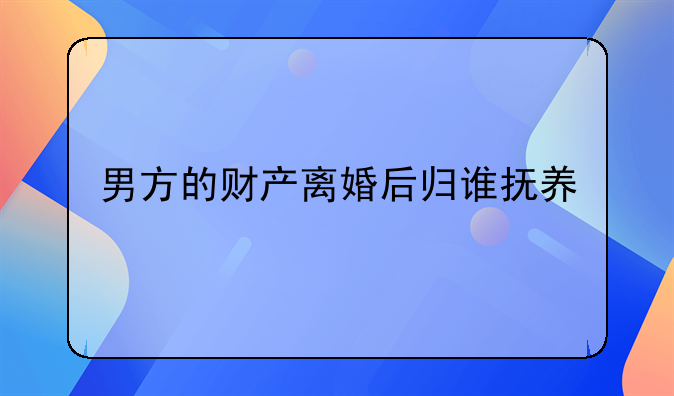 男方的财产离婚后归谁抚养