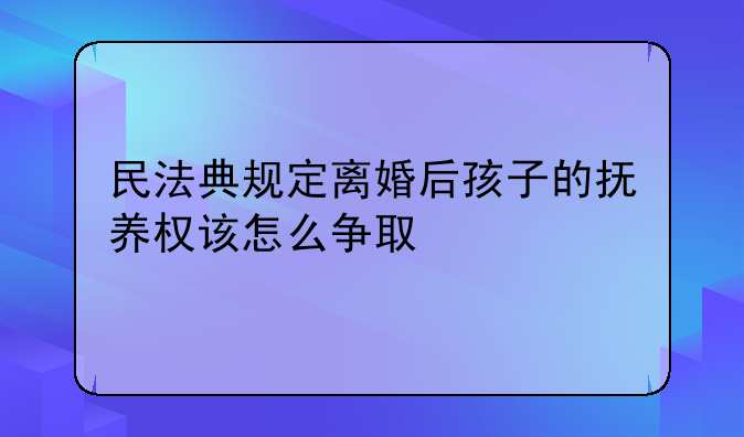 民法典规定离婚后孩子的抚养权该怎么争取
