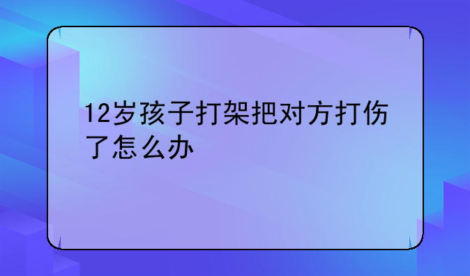 12岁孩子打架把对方打伤了怎么办