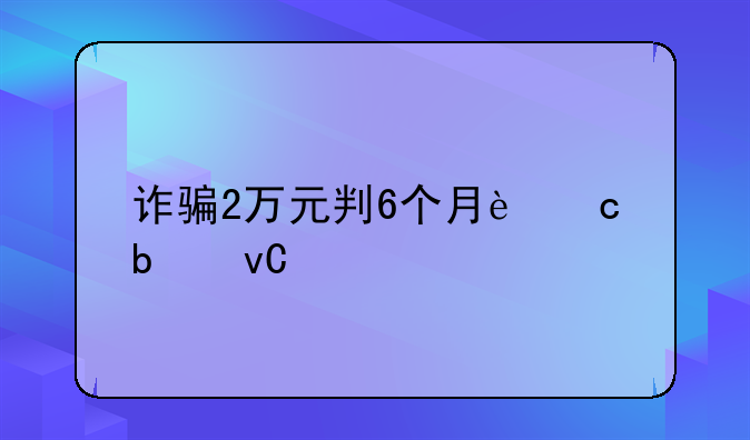 诈骗2万元判6个月还是坐牢怎么办