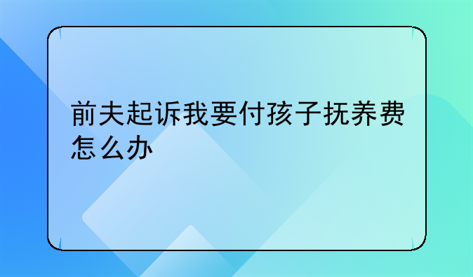 前夫起诉我要付孩子抚养费怎么办