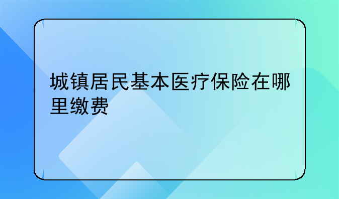 城镇居民基本医疗保险在哪里缴费