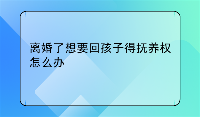 离婚了想要回孩子得抚养权怎么办