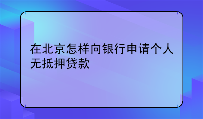 在北京怎样向银行申请个人无抵押贷款