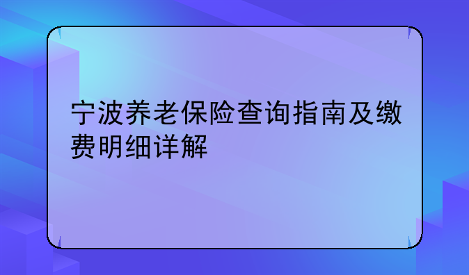 宁波养老保险查询指南及缴费明细详解