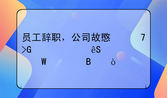 员工辞职，公司故意不发工资应该如何处理？