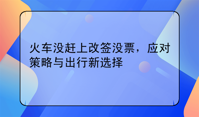 火车没赶上改签没票，应对策略与出行新选择