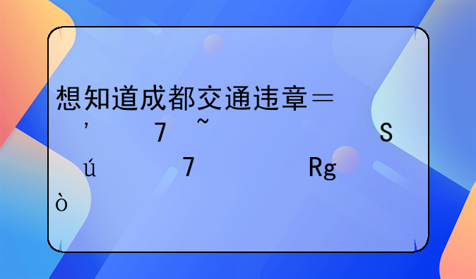 想知道成都交通违章？三种查询途径不容错过！