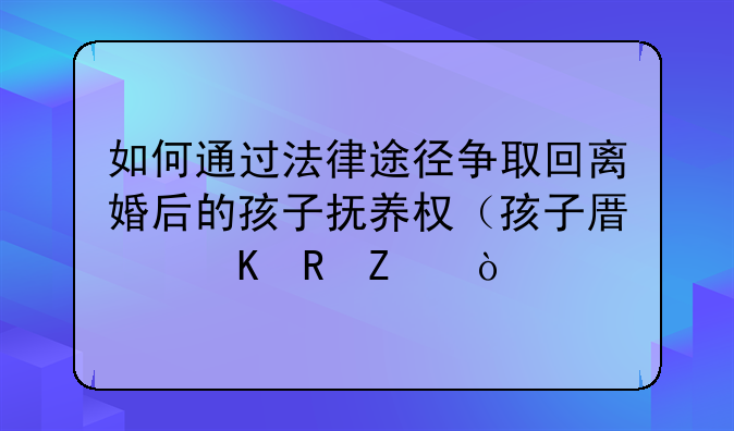 如何通过法律途径争取回离婚后的孩子抚养权（孩子原归男方）