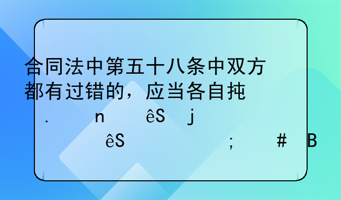 合同法中第五十八条中双方都有过错的，应当各自承担相应的责任应该怎么理解？