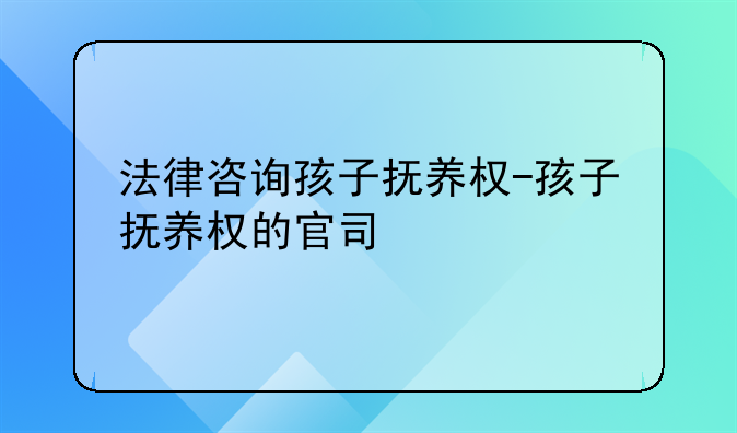 法律咨询孩子抚养权-孩子抚养权的官司
